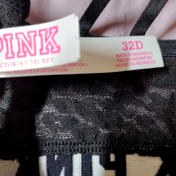 VICTORIA'S SECRET PINK.. BLACK CHEETAH PRINT LACE PUSH UP BRA 32DD - Picture 5 of 5